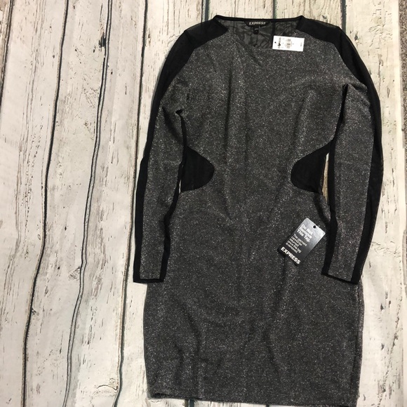 Express Cocktail Dress With Sheer Panels NWT Sz 4 - Picture 8 of 8